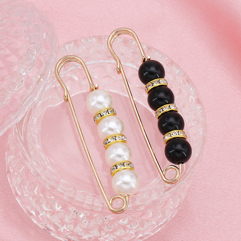Fashion design luxury women jewelry gift silver Pearls safety brooch pin-90