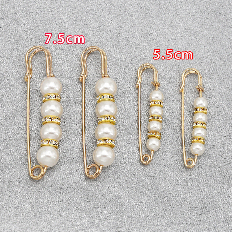 Fashion design luxury women jewelry gift silver Pearls safety brooch pin-90