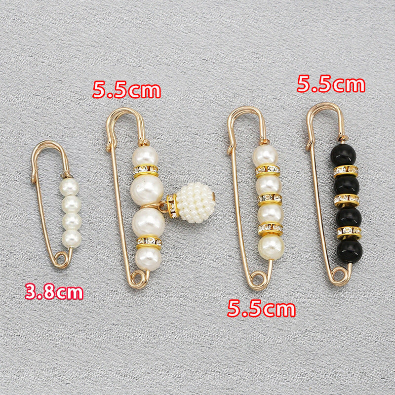 Fashion design luxury women jewelry gift silver Pearls safety brooch pin-90