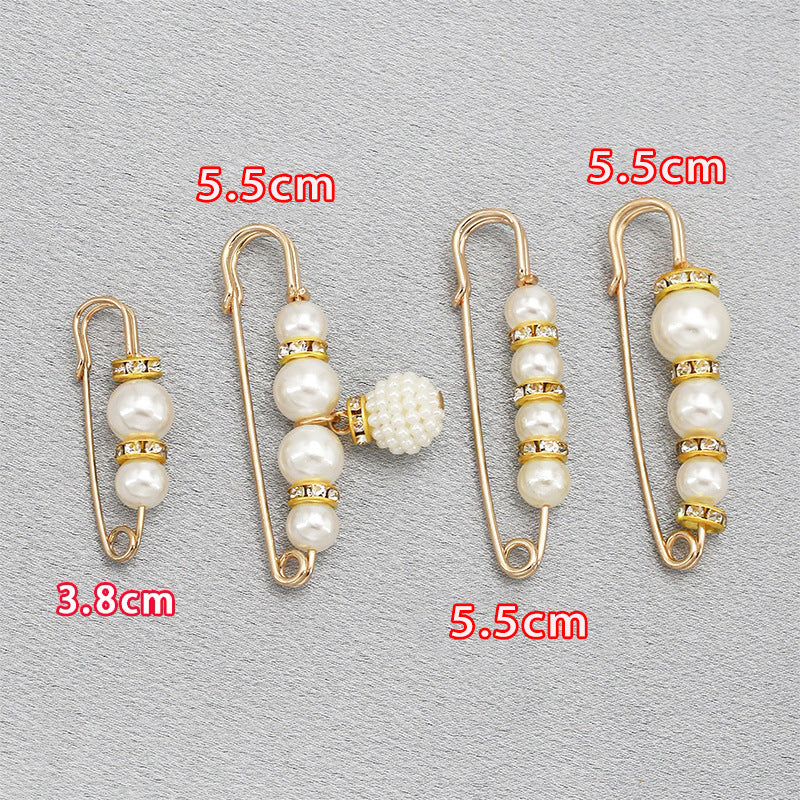 Fashion design luxury women jewelry gift silver Pearls safety brooch pin-90