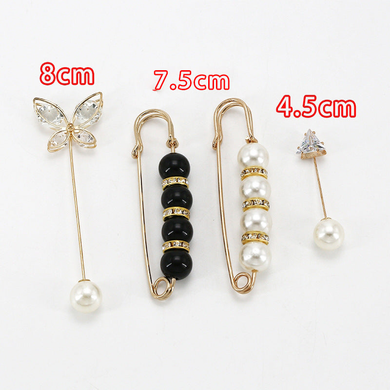 Fashion design luxury women jewelry gift silver Pearls safety brooch pin-90