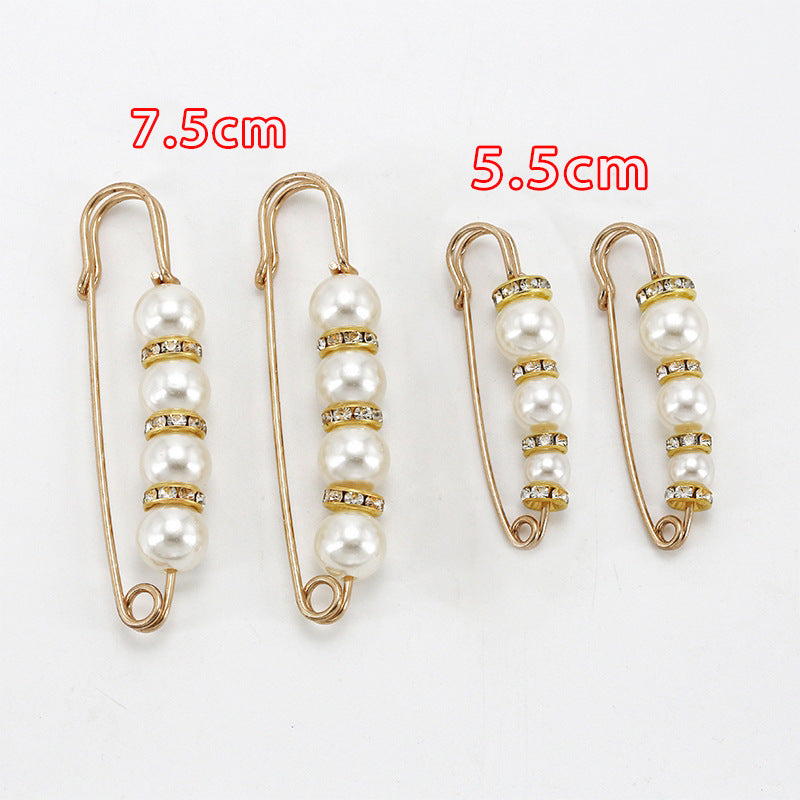 Fashion design luxury women jewelry gift silver Pearls safety brooch pin-90