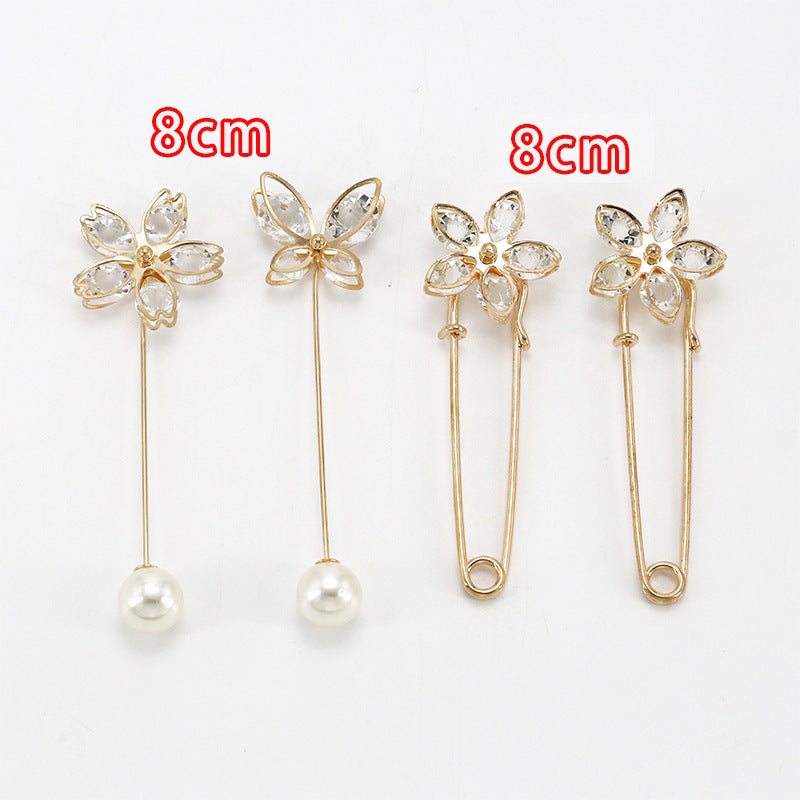 Fashion design luxury women jewelry gift silver Pearls safety brooch pin-90