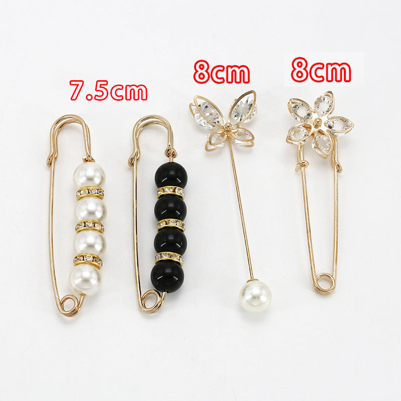 Fashion design luxury women jewelry gift silver Pearls safety brooch pin-90