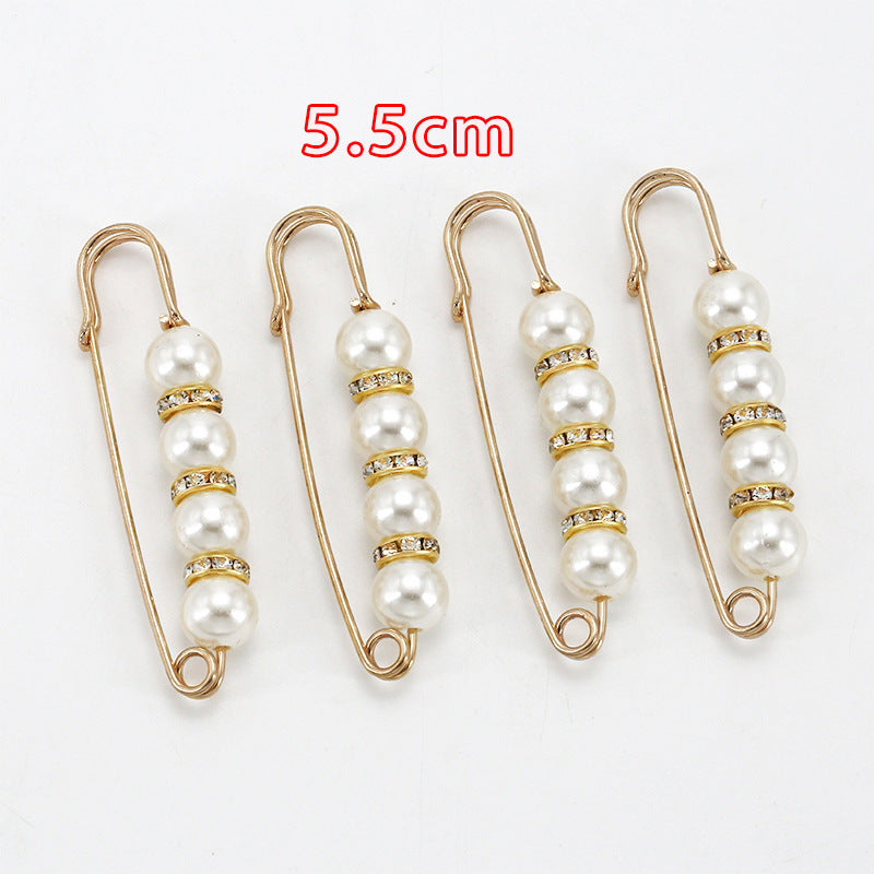Fashion design luxury women jewelry gift silver Pearls safety brooch pin-90