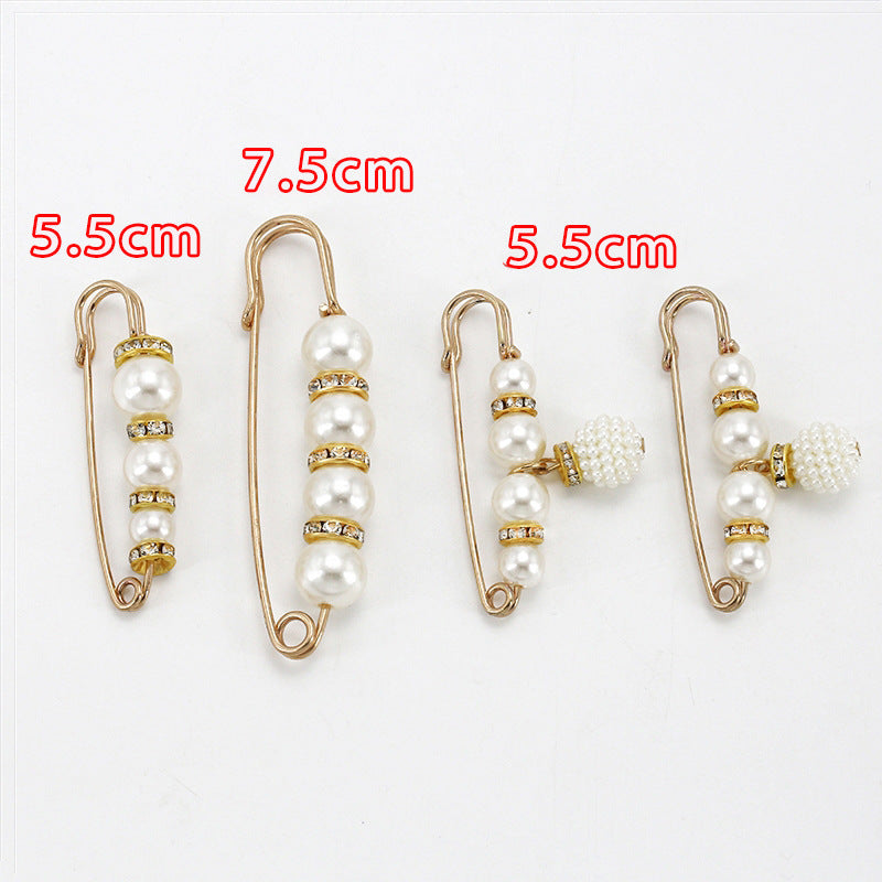 Fashion design luxury women jewelry gift silver Pearls safety brooch pin-90