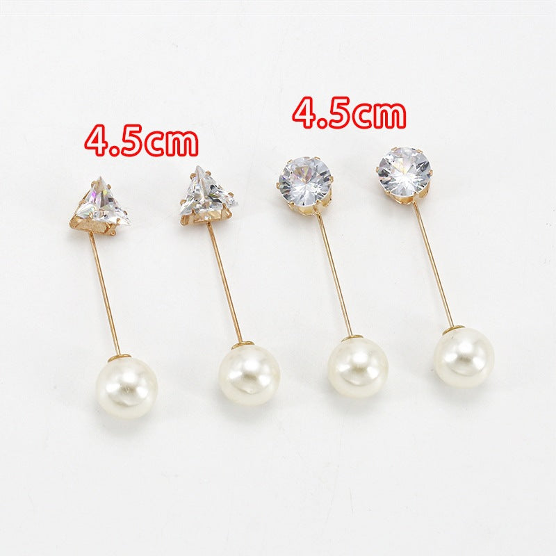 Fashion design luxury women jewelry gift silver Pearls safety brooch pin-90
