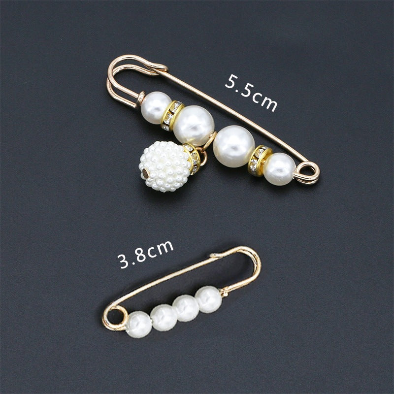 Fashion design luxury women jewelry gift silver Pearls safety brooch pin-90