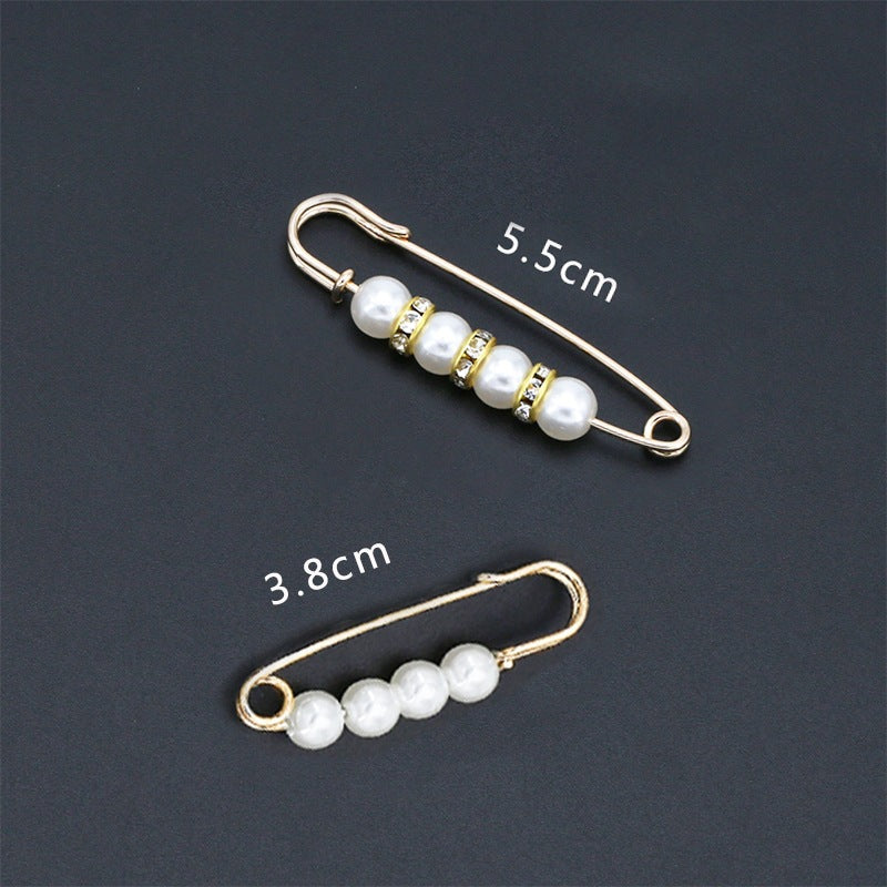 Fashion design luxury women jewelry gift silver Pearls safety brooch pin-90