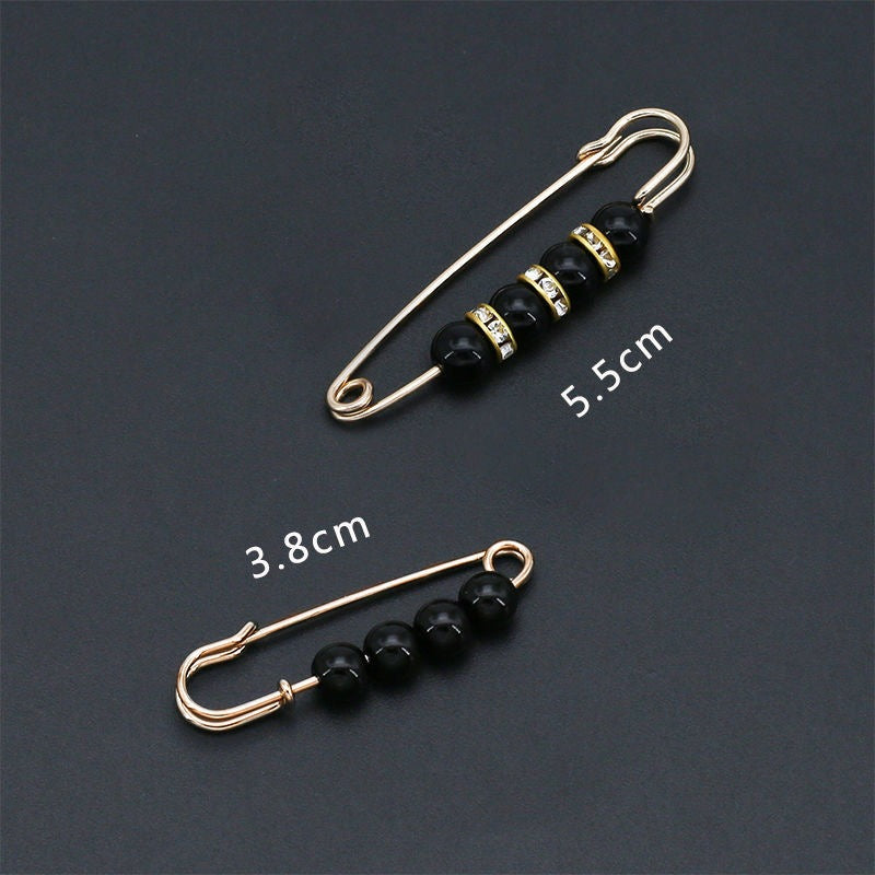 Fashion design luxury women jewelry gift silver Pearls safety brooch pin-90