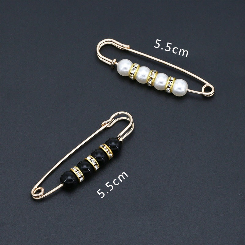 Fashion design luxury women jewelry gift silver Pearls safety brooch pin-90