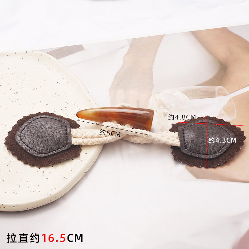Custom Logo Puy Leather Wooden Toggle Button Coat Leather Toggle Button-97