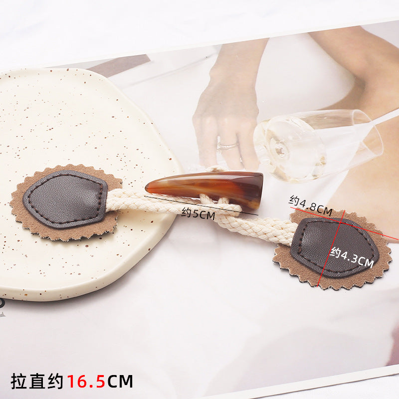 Custom Logo Puy Leather Wooden Toggle Button Coat Leather Toggle Button-97