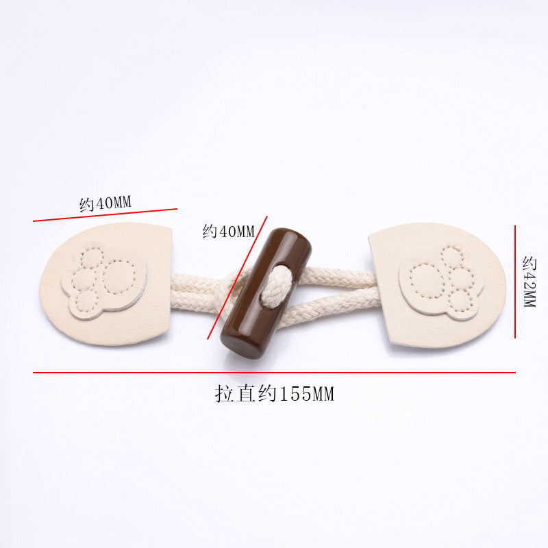 Custom Logo Puy Leather Wooden Toggle Button Coat Leather Toggle Button-97