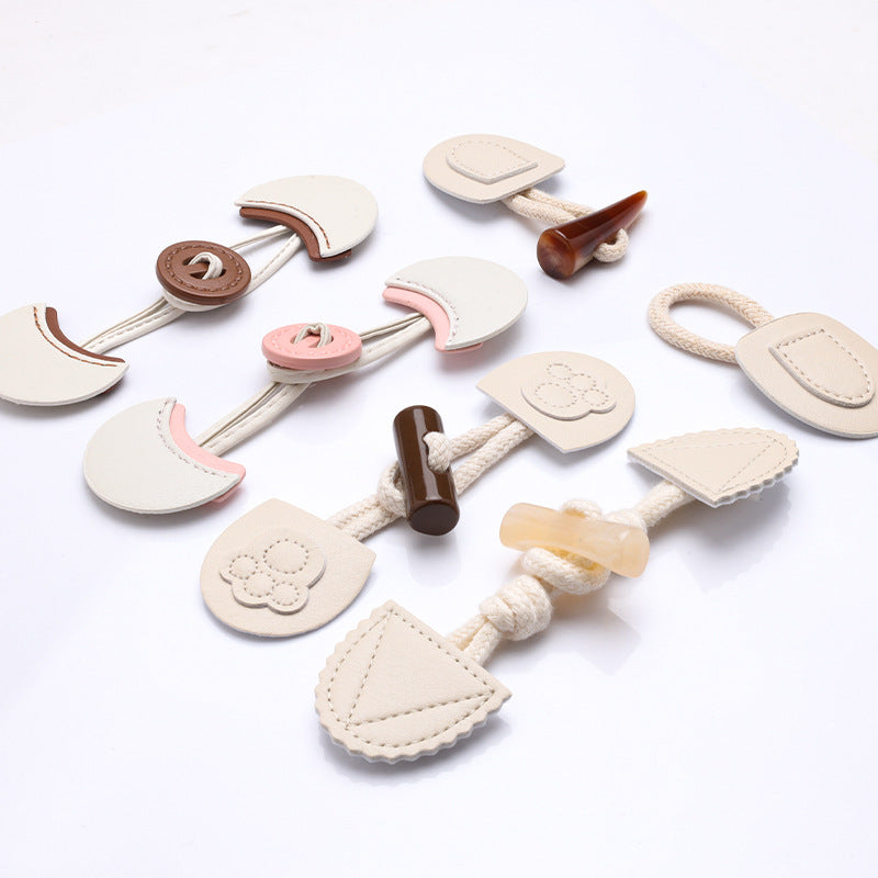 Custom Logo Puy Leather Wooden Toggle Button Coat Leather Toggle Button-97
