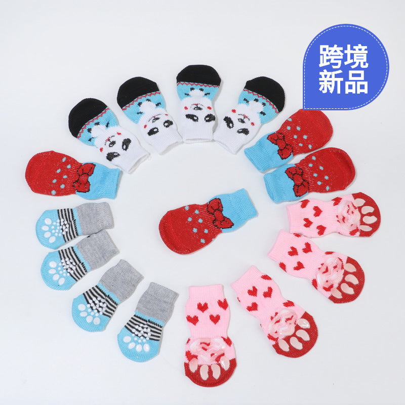 Pet Christmas Socks Cute Cartoon Print Pet Dog Socks Anti Slip Pet Dog Sock-8