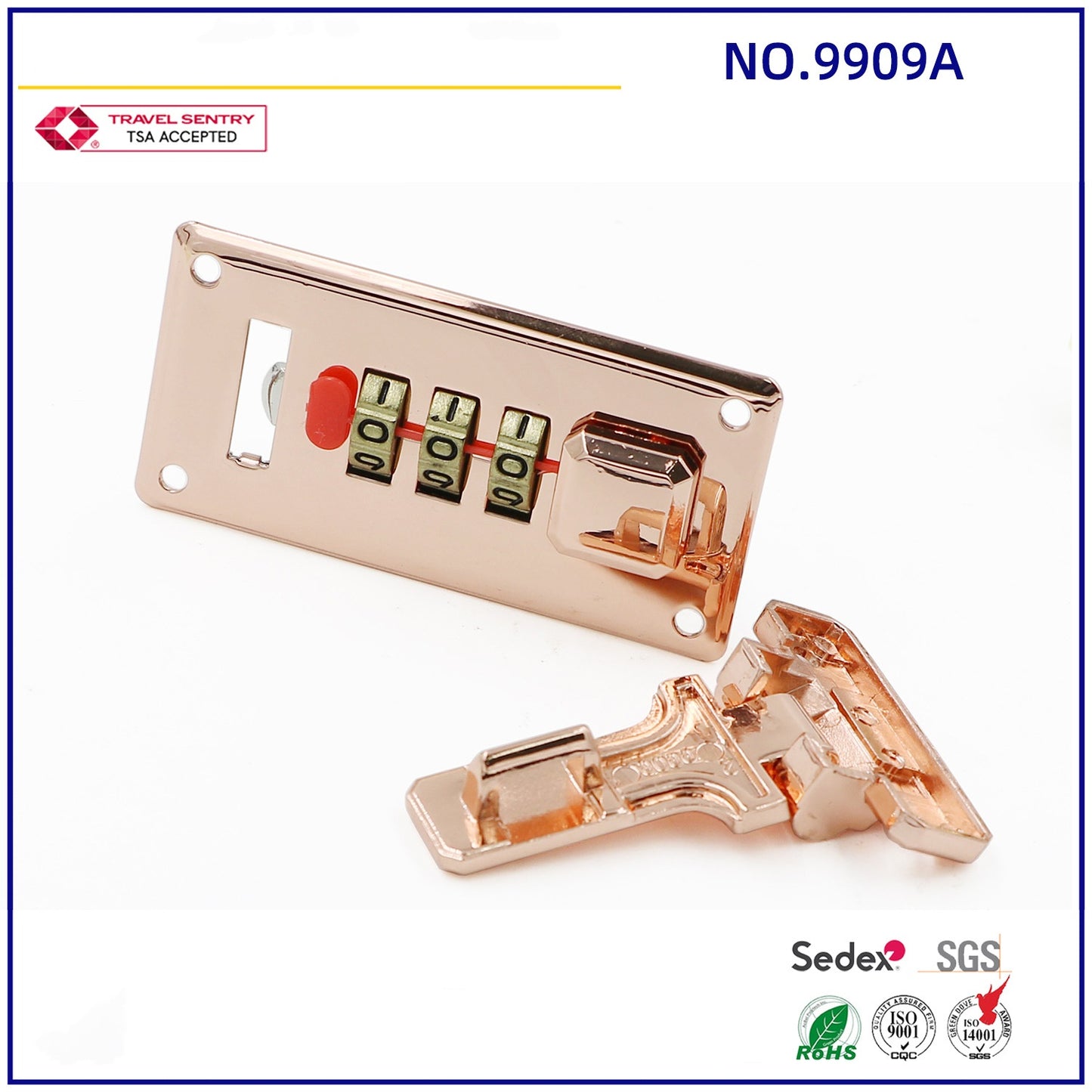 China Factory Custom   Right Left Gold Color Wooden Box Jewelry Box Trunk Luggage Combination Lock-1