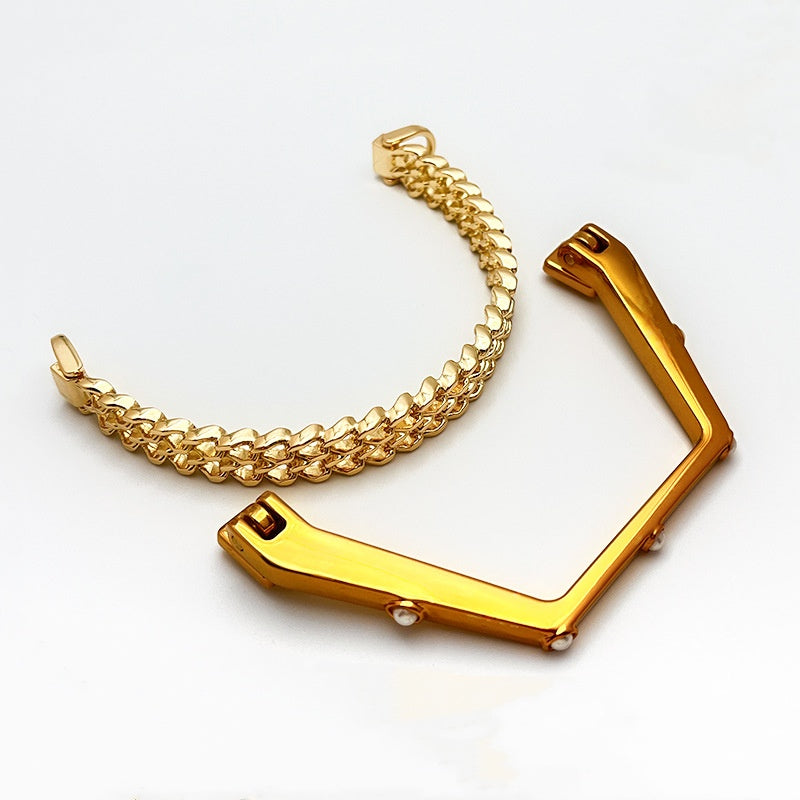 Casual and fashionable old money style hollow elegant metal gold handle-1