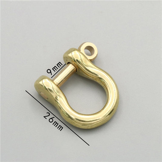 Fashion Detachable Solid Brass Carabiner Dee Ring Screw Webbing Bag Buckles DIY D Ring Welded Gold-1