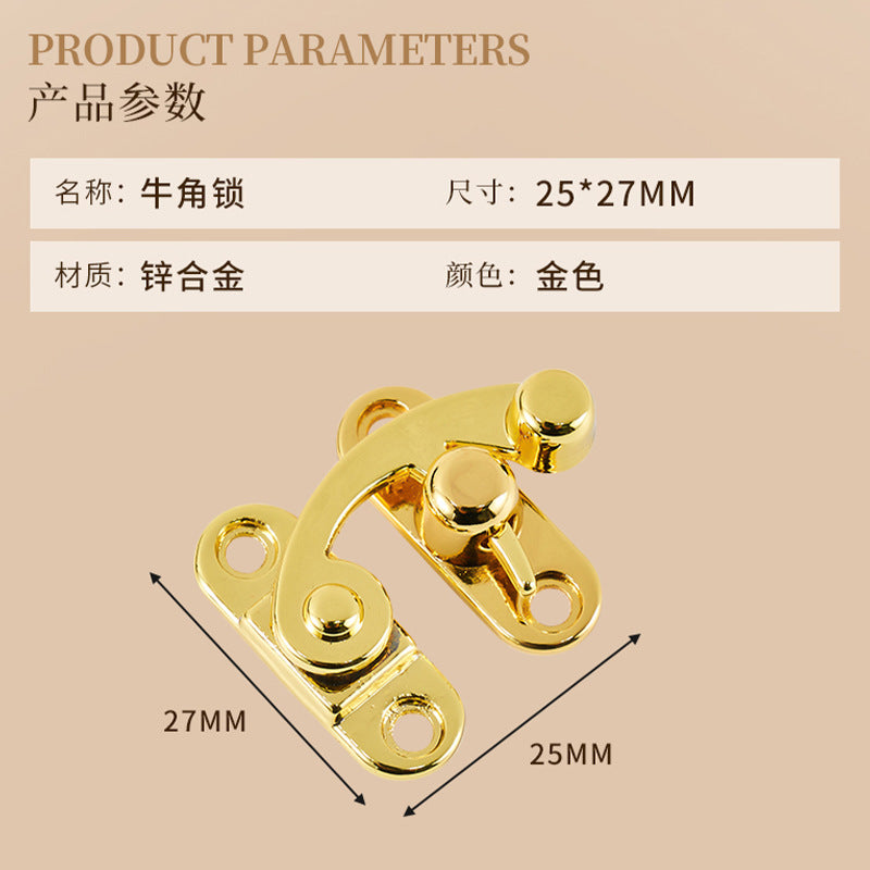 gold alloy metal wooden jewelry box hardware accessories latch lock-10