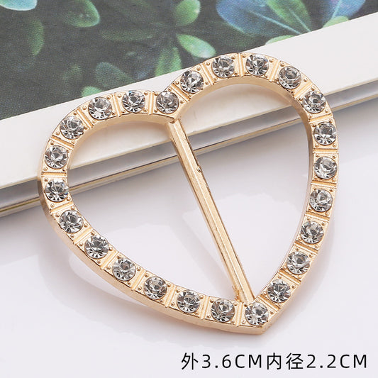 New Arrivals High Quality Fashion Metal Crystal Buckles Belt for Clothes Plastic Pearl Look Buckle Rhinestone-101