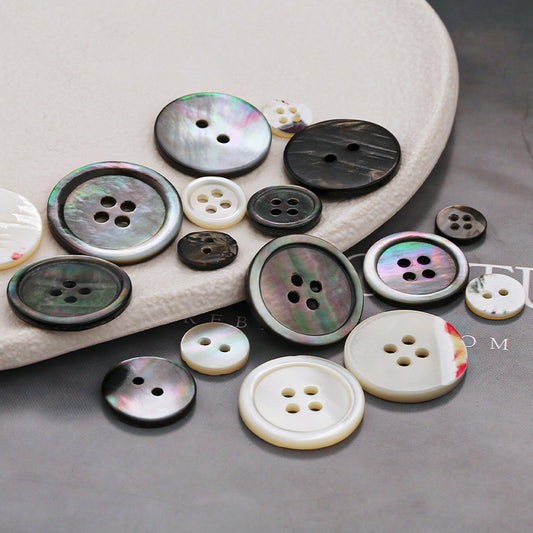 Factory 2/4 Hole Mop Pearl Shell Buttons Round Natural Black Agoya Shell Sewing Fancy Button For Women Clothing-102