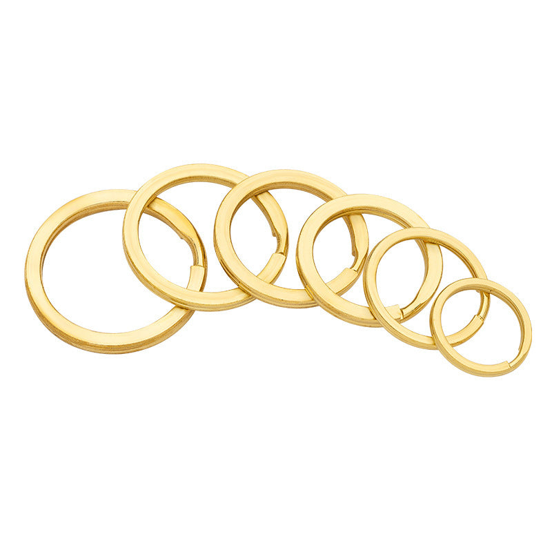 High quality custom metal round gold keyring split flat raw brass key ring 20-25-28-32-38-40mm-11