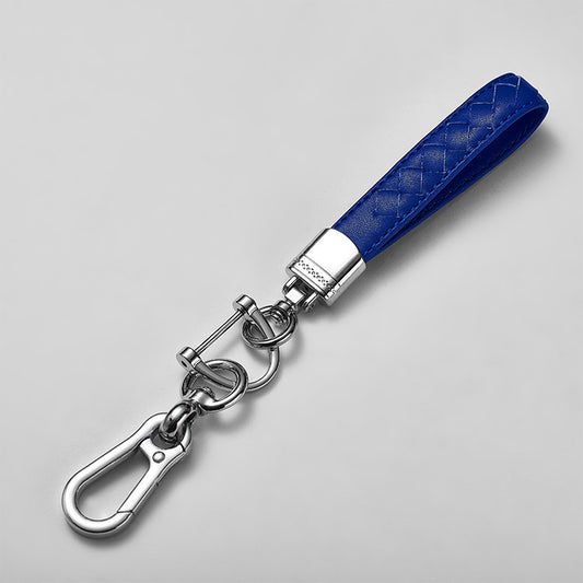 Promotional High-quality 360 Degree Rotatable Snap Swivel Anti-lost Genuine Leather Car Keychains-119