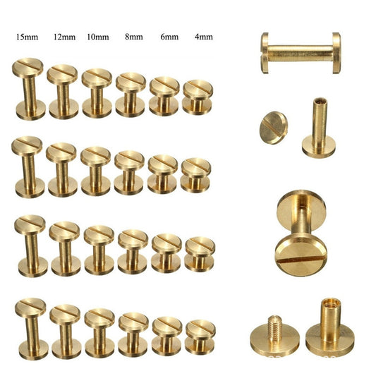 Solid Brass Binding Chicago Screws Nail Stud Rivets For Photo Album Leather Craft Studs Belt Wallet Fasteners 8mm Flat Cap-12