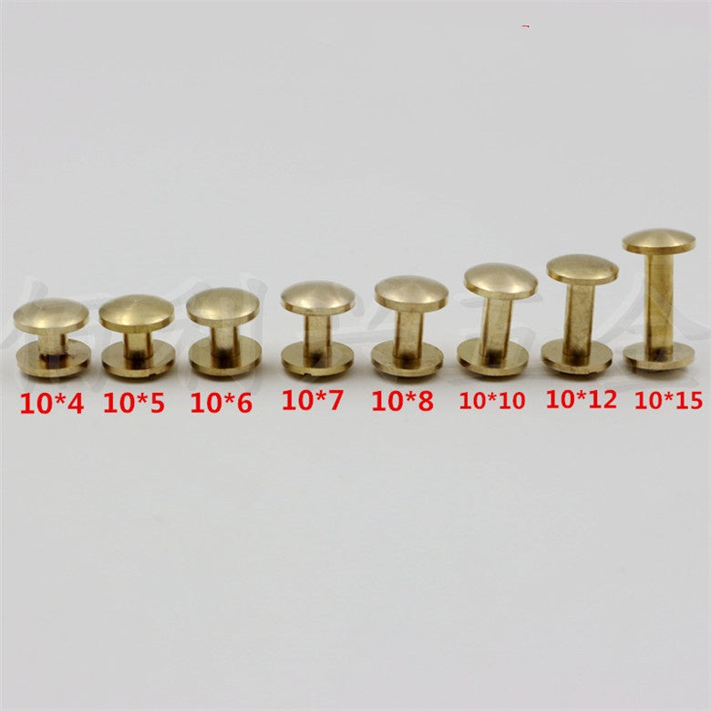 Solid Brass Binding Chicago Screws Nail Stud Rivets For Photo Album Leather Craft Studs Belt Wallet Fasteners 8mm Flat Cap-12