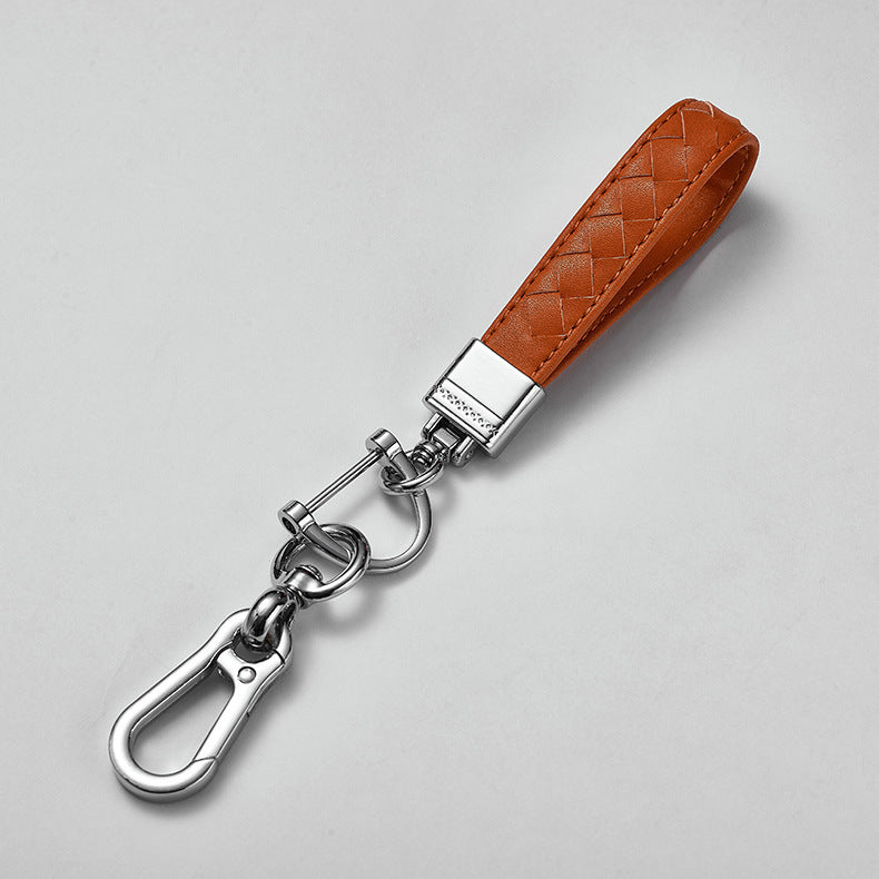 New leather keychain with Anti-lost hardware buckle car key chain custom logo-120