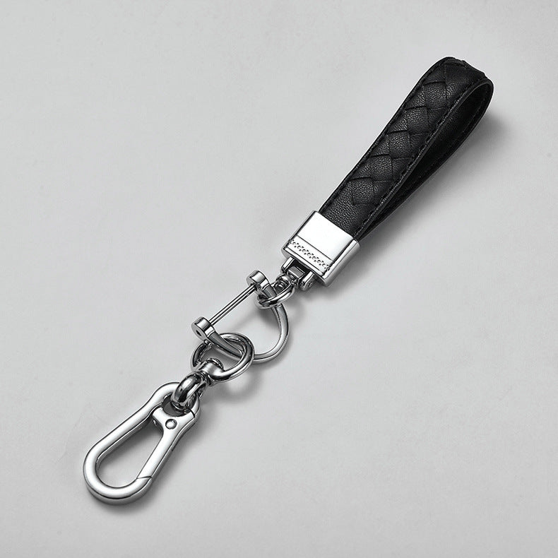 New leather keychain with Anti-lost hardware buckle car key chain custom logo-120