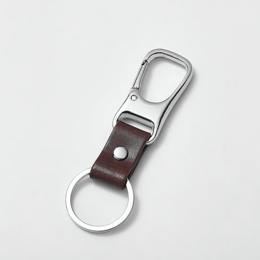 Hot Sale business gift man leather keychain Ready to ship promotional car leather one piece keychain-121