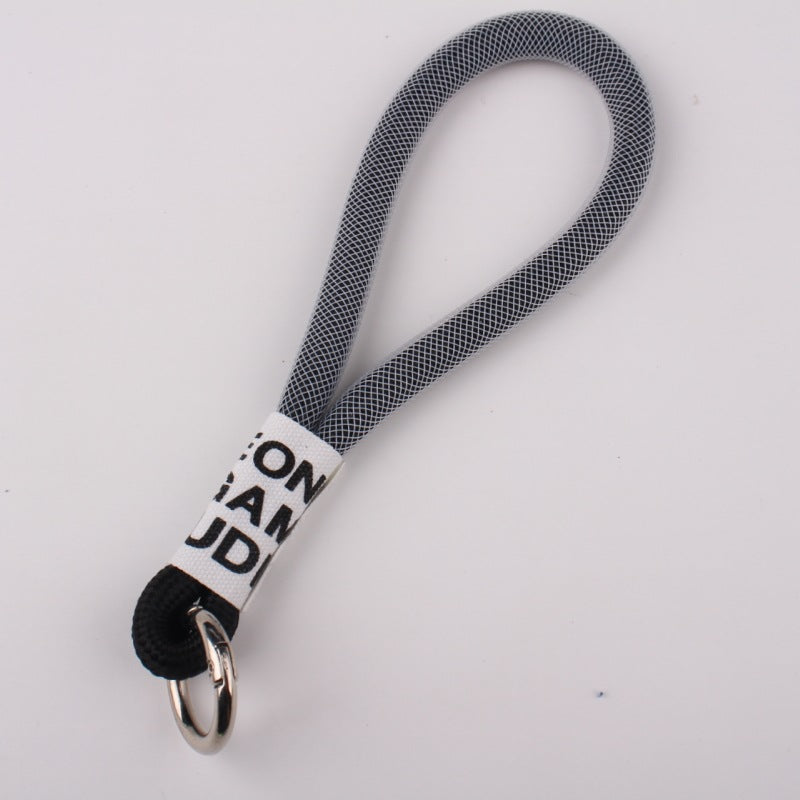 Fashion Gradient Full Protection Headphone Carrying Case Custom Short Wrist Braided Rope String Strap with Mesh Lanyard Jacquard-122