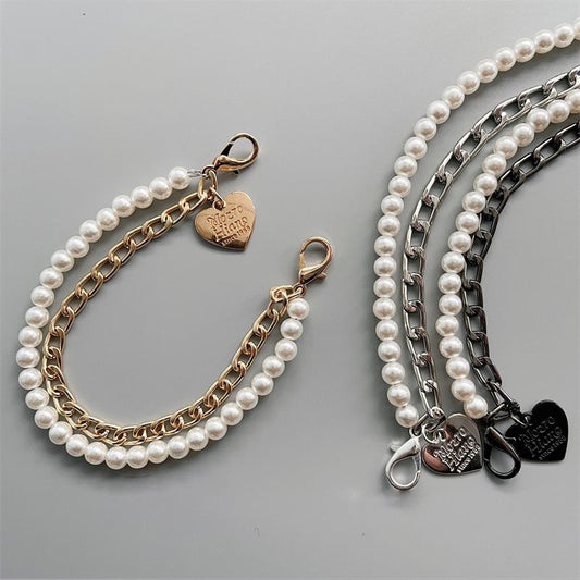 Pearl Purse Chain Short Handle Replacement Bag Strap Metal Shoulder Chain Imitation Pearl Handbag Chain Accessories-13