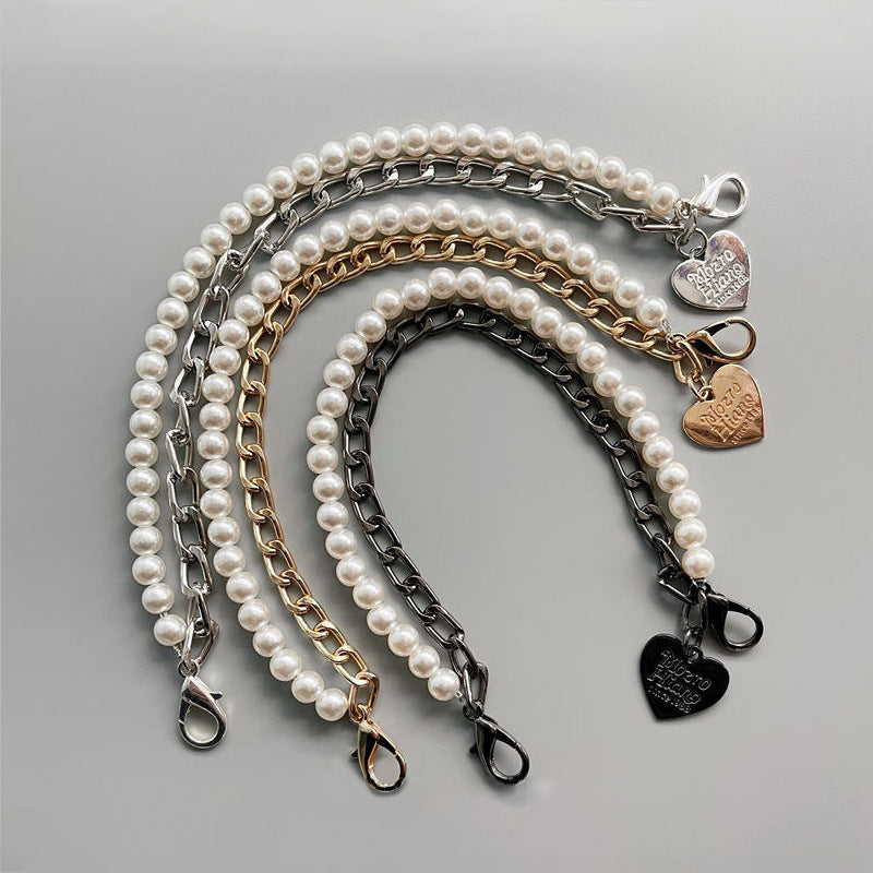 Pearl Purse Chain Short Handle Replacement Bag Strap Metal Shoulder Chain Imitation Pearl Handbag Chain Accessories-13