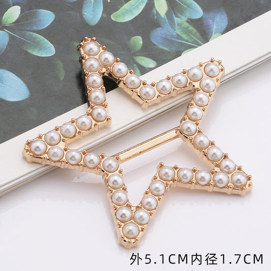 Fashion Metal Round Square T-Shirt Clips Buckle Rings Clothes Clip Tie Ring With Rhinestone and Pearl for Lady Scarf T-Shirt-14