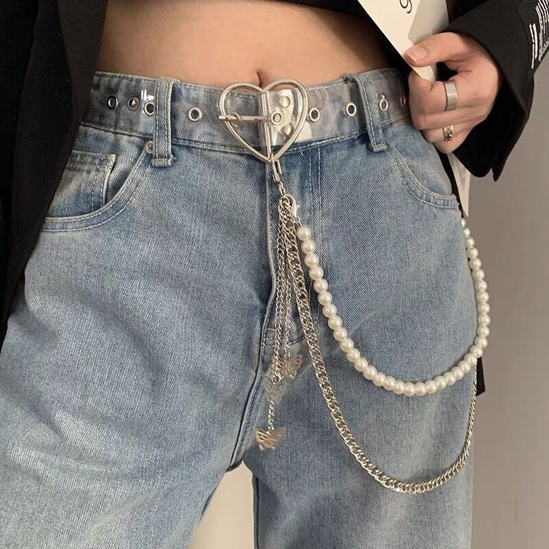 Hip Hop Punk Hollow Out Cross Skull Pendant Chain Double-layer Jeans Trousers Chains Fashion Jewelry-14