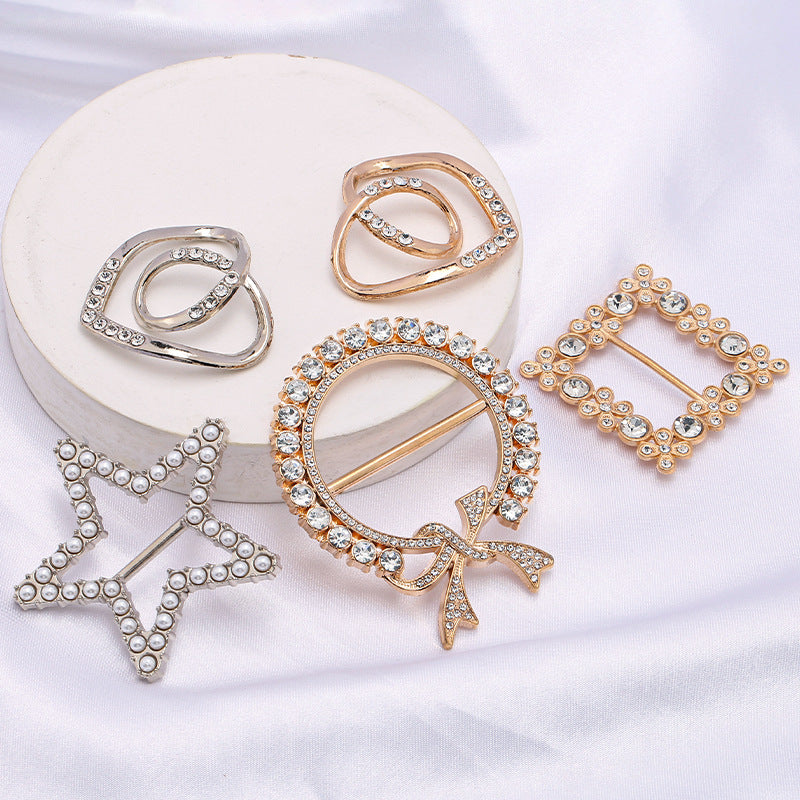 Hot Sell Small Size Multi Shape Star Heart Shape Alloy Pearl Rhinestone Belt Buckles for Woman-14
