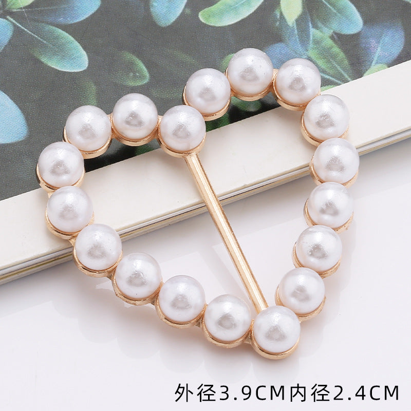 Hot Sell Small Size Multi Shape Star Heart Shape Alloy Pearl Rhinestone Belt Buckles for Woman-14