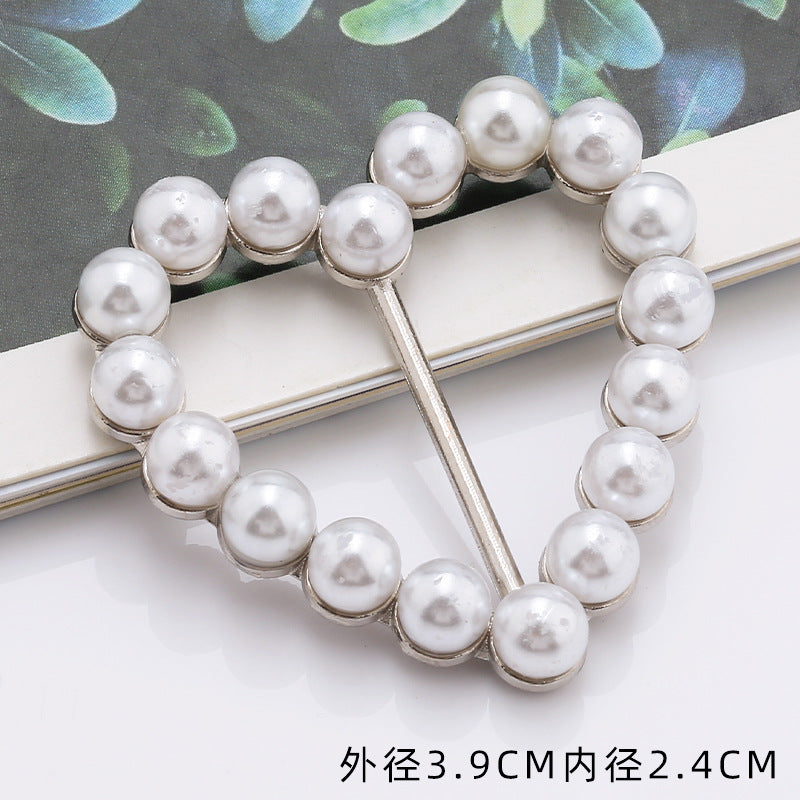 Hot Sell Small Size Multi Shape Star Heart Shape Alloy Pearl Rhinestone Belt Buckles for Woman-14