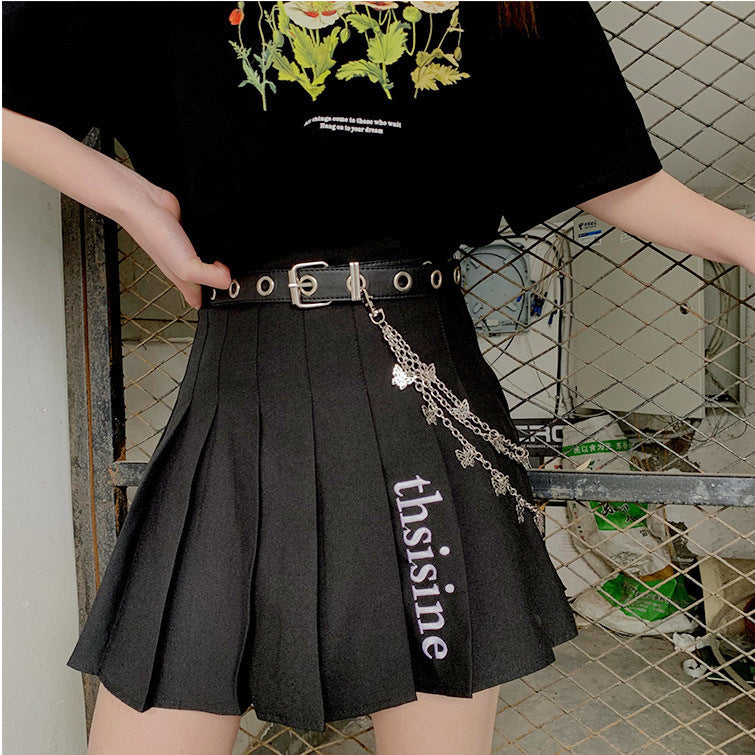 Wholesale Fashion Grommet Holes Cool Girls Punk Belts for Dress with Butterfly Chain-17