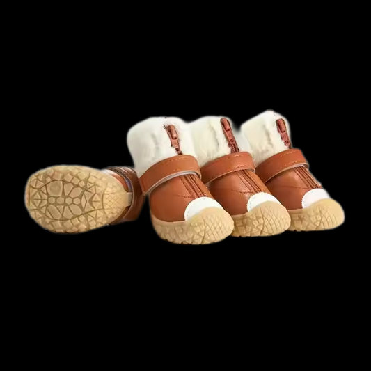 Small Dogs Outdoor Waterproof Shoes Boots Soft Gear Sports Winter Leather Dog Boots Fleece Snow Boots-12