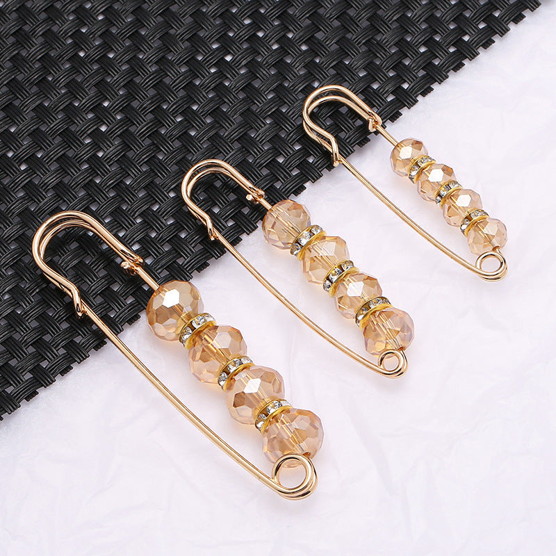 Removable Metal Waist Pin Fixing Clothing Rhinestone Brooch Accessories-178