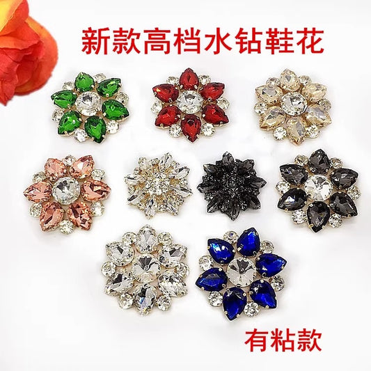 Factory Wholesale Silver Metal Color Alloy with Bling Colorful Glass Lady's High Heel Sandal Decorative Buckle-3