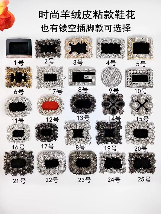 Factory Stock Many Different Styles Silver Gold Metal Color Alloy with Shining Crystal Glass Women High Heel Shoe Clips Trims-6