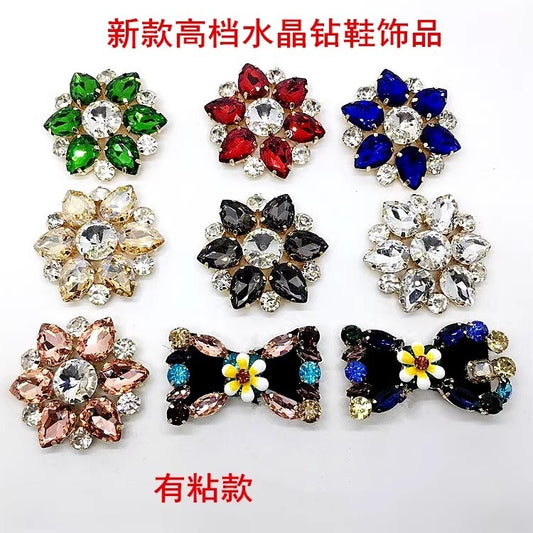 New Fashion Znic Alloy Round Rhinestone Crystal Button With Pearl for Shoes-106