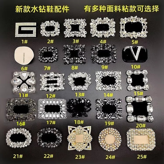 Wholesale Custom Large Rhinestone Buckles Crystal Shoe Clip Brooch with Floral Decorations for Single Shoes-9