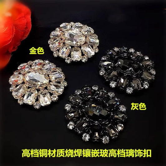 2025 New Style DIY Decoration 8CM Round Size Bling Rhinestone and Colorful Glass Buckle Ornaments Sew Glue on Bag Garment Shoe-37