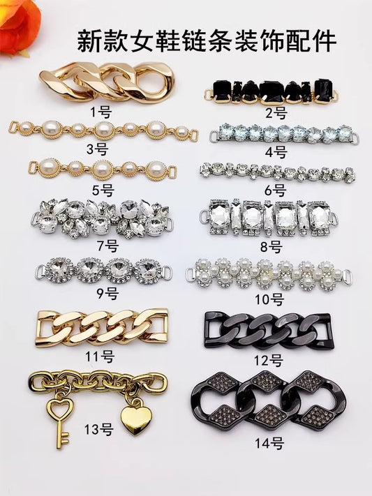 Factory Wholesale 50 Designs Metal Alloy Shoe Bag Connected Chain Buckles Accessories ,custom Design Is Welcome-11